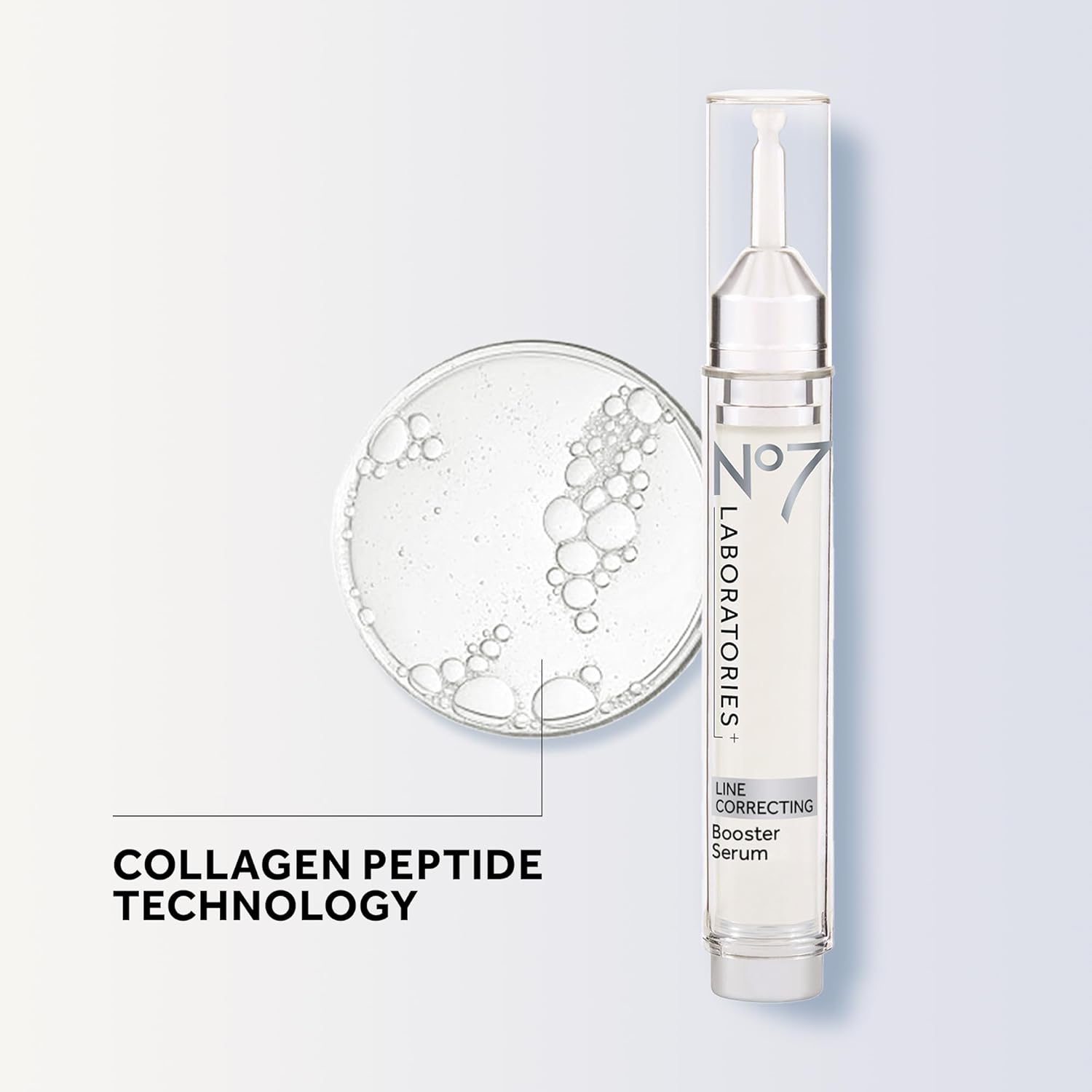No7 Laboratories Line Correcting Booster Serum - Potent Collagen Peptide Serum for Fine Lines and Wrinkles - Moisturizing Formula for All Aging Skin Types (15 ml)